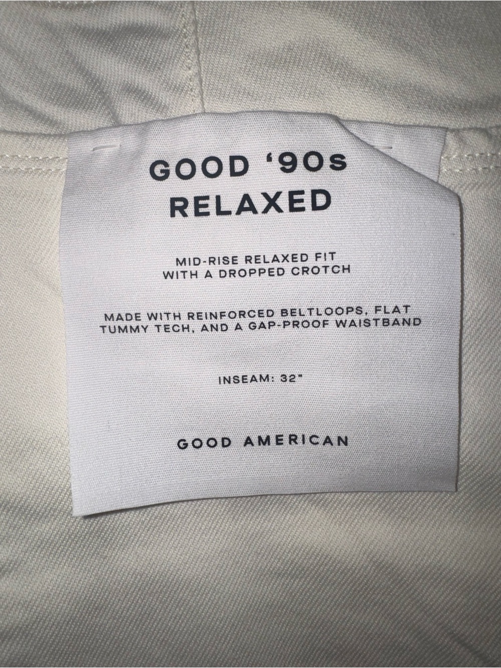 NWT Good American Good ’90s Relaxed Carpenter Jeans - Cloud White Sz16 - Picture 5 of 5